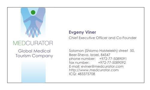Business cards for a medical company